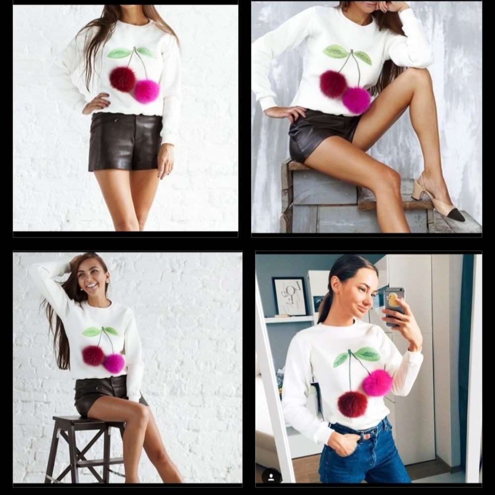 Cherry pom pom sweater!